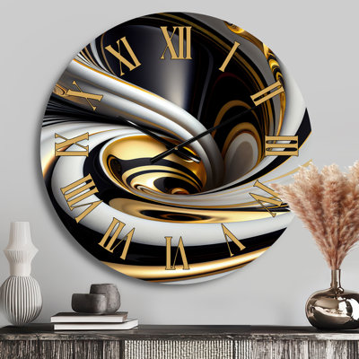 Horloge murale en verre doré doré noir et blanc