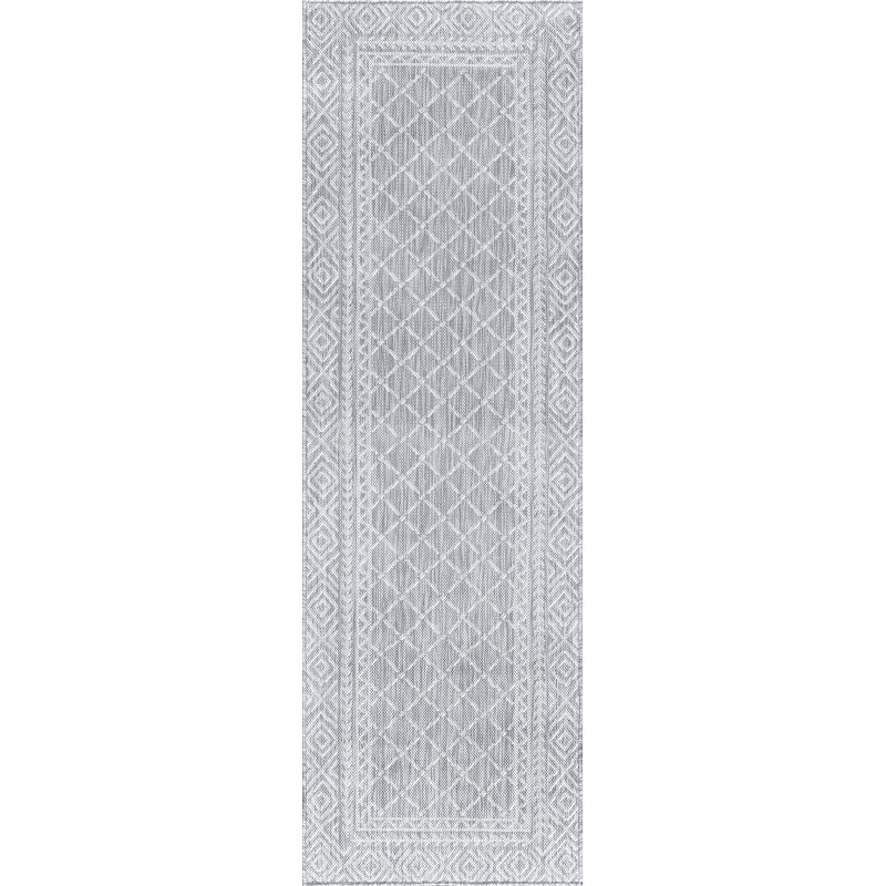 Tapis d'intérieur / extérieur gris Hassinger, Tapis de couloir 2 pi 3 po x 7 pi 3 po