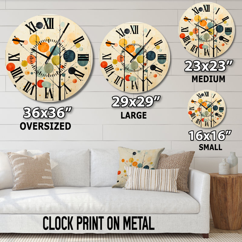 Horloge murale beige Mid-Century minimaliste - Collages abstraits, Médium