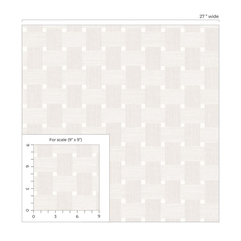 Rouleau de papier peint embossé 3D 2 pi 3 po x 27 po Designs Basketweave, Sucre