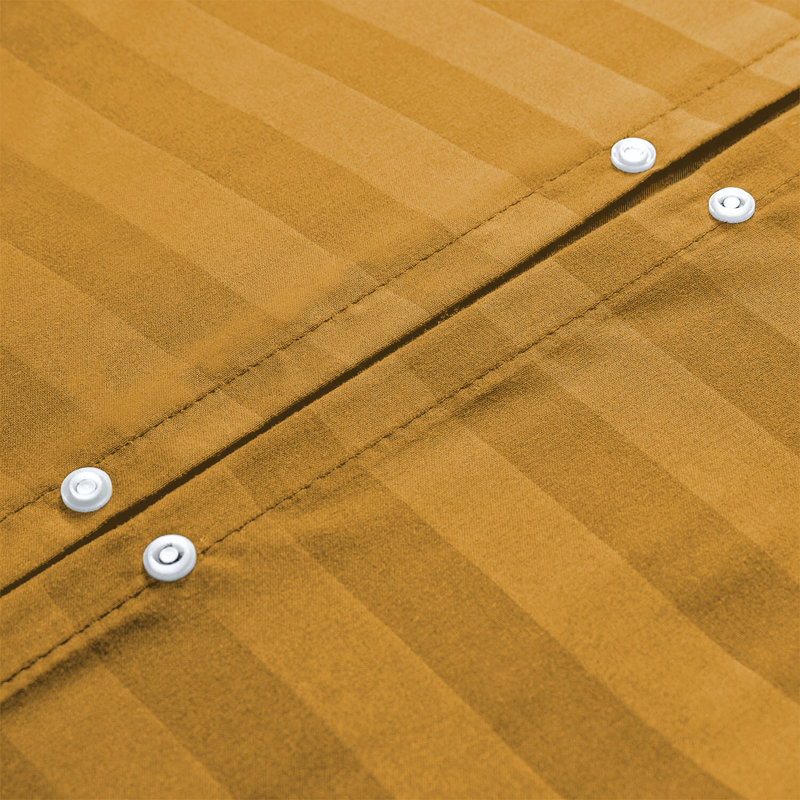 Renze Microfiber 250 TC Reversible Stripe Duvet Cover Set with Pillowcases, Ochre