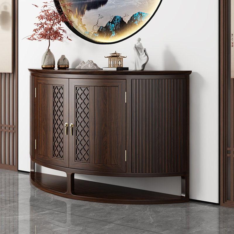 Console de hall d'entrée demi-cercle en bois de rose, H 33,5 po x l 70,9 po x P 15 po