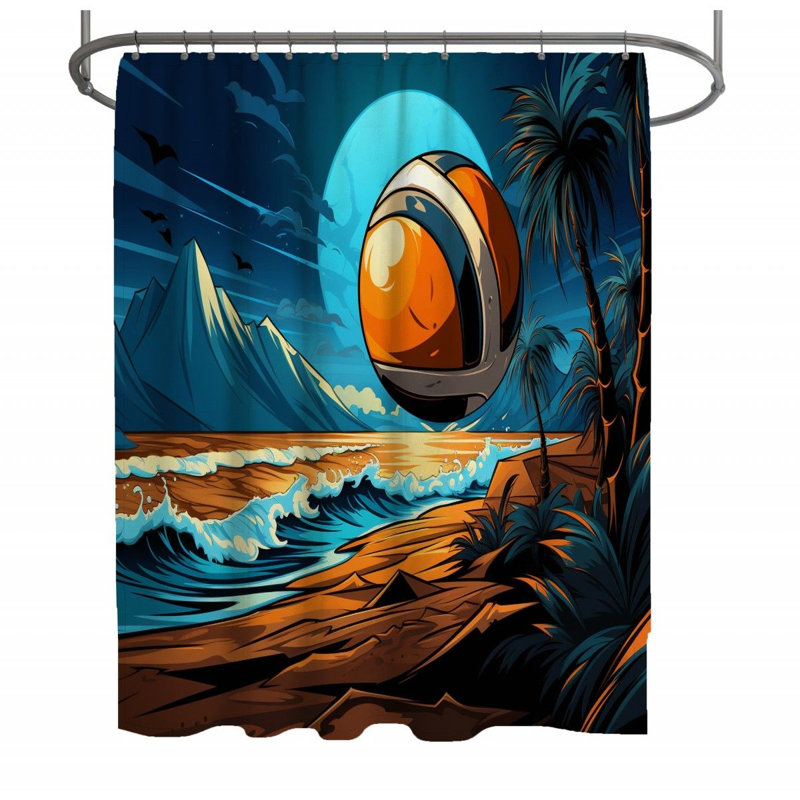 Rideau de douche Volleyball - Décoration de salle de bain plage, H 83 po x l 70 po