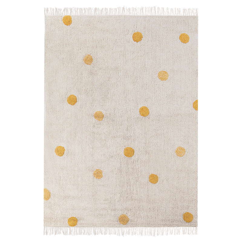 Tessa Polka Dots Cotton Hand Tufted 140cm X 200cm Area Rug, Beige/Yellow