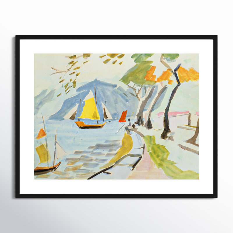 Macau Shoreline Framed On Paper by Anne Durham Print, 33" H x 41" W x 1" D, Black
