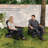HDPE Glider Adirondack Chair, Wood-Like Glider Rocking Chair, 3-Position Adjustable Fire Pit Chair with Cup Holder for Lawn, Deck, & Poolside-1225843036