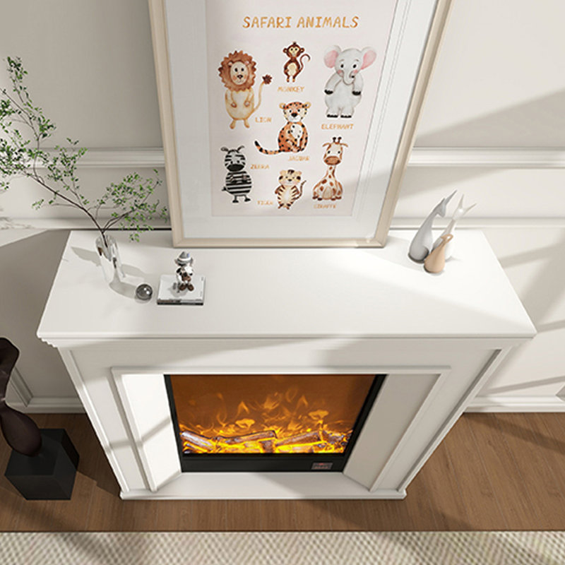 Foyer électrique blanc en bois massif, H 39,37 po x l 47,24 po x P 13,78 po