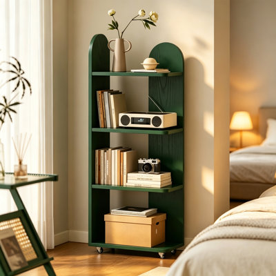 Rubber Wood Narrow Book Storage Shelf
