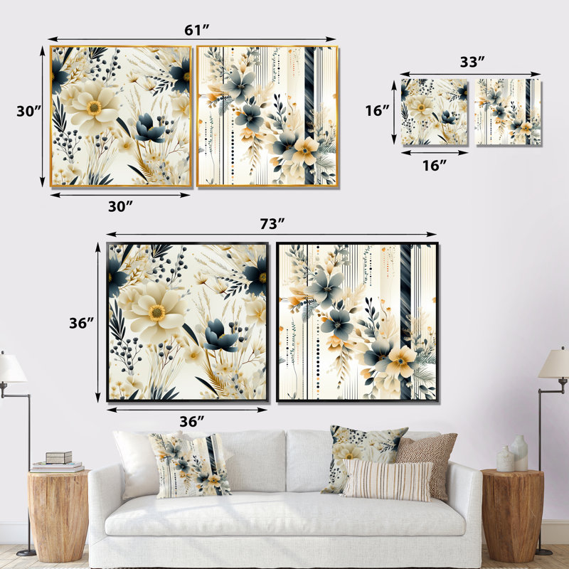 Nouvel - ensemble de 2 impressions sur toile abstraites, Toile tendue, H 30 po x l 61 po x P 1 po
