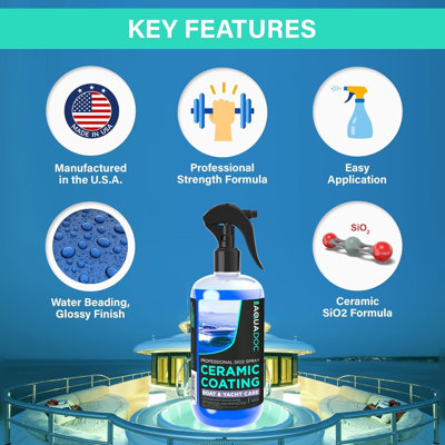 Jet de revêtement en céramique AquaDoc - Cire marine SiO2 pour bateaux - Aide à fournir un éclat brillant et une protection contre les rayons UV - Jet de cire en céramique hydrofuge pour bateaux, yuis et embarcations