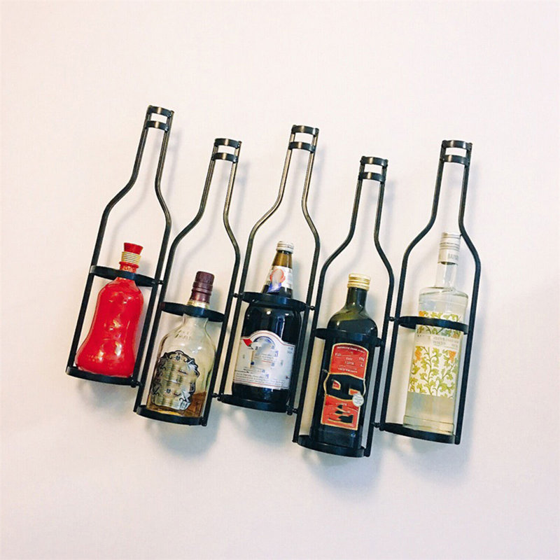 Knolan 5 Bottle Wall Mounted Wine Bottle Rack in Bronze