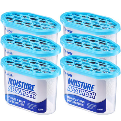 Les boîtes d'absorption d'humidité, les boîtes d'absorption d'humidité de 10,8 oz (6 paquets), le déshumidificateur sans parfum attirent l'humidité supplémentaire de votre salle de bain, placard et cuisine