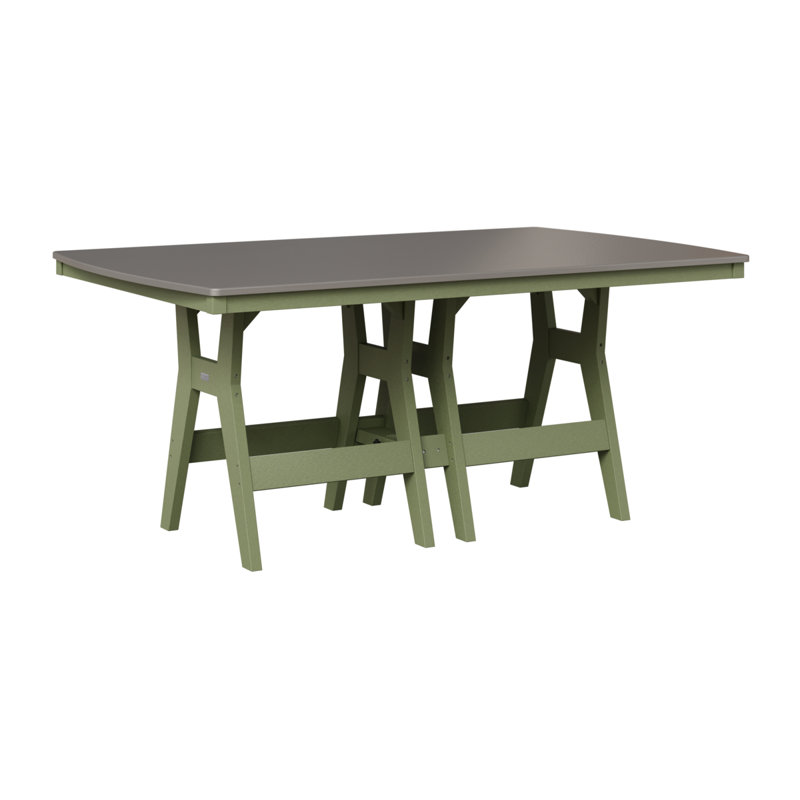 Table de bar rectangulaire 72 po Berlin Gardens Harbor, Acier inoxydable martelé, Sauge, H 38,87 po x l 72 po x P 44 po