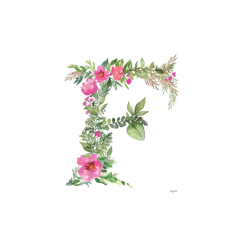 Botanical Letter F by Kelsey McNatt - Wrapped Canvas Rectangle Print, 101.6cm H x 66.04cm W, Wrapped Canvas