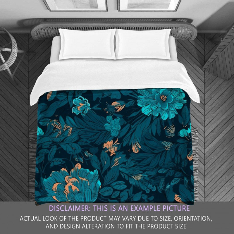 Machine Printed Comforter, King Comforter, Navy/Turquoise
