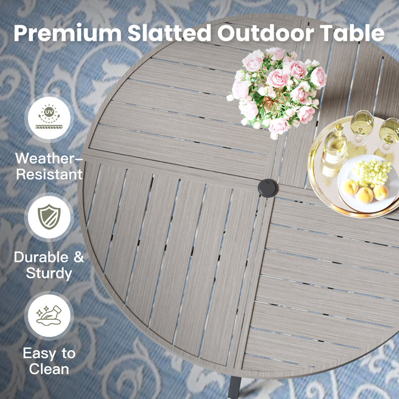 Ashville With Stackable Textilene Chairs, Brush Wood Gray/Gray