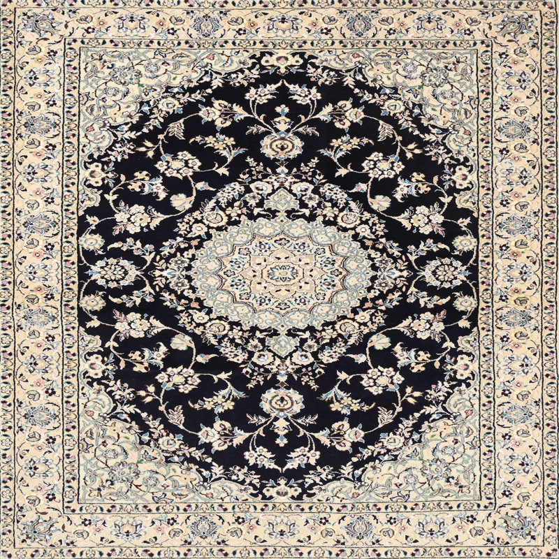 Tapis traditionnel beige / noir Deakins, Rond 6 pi