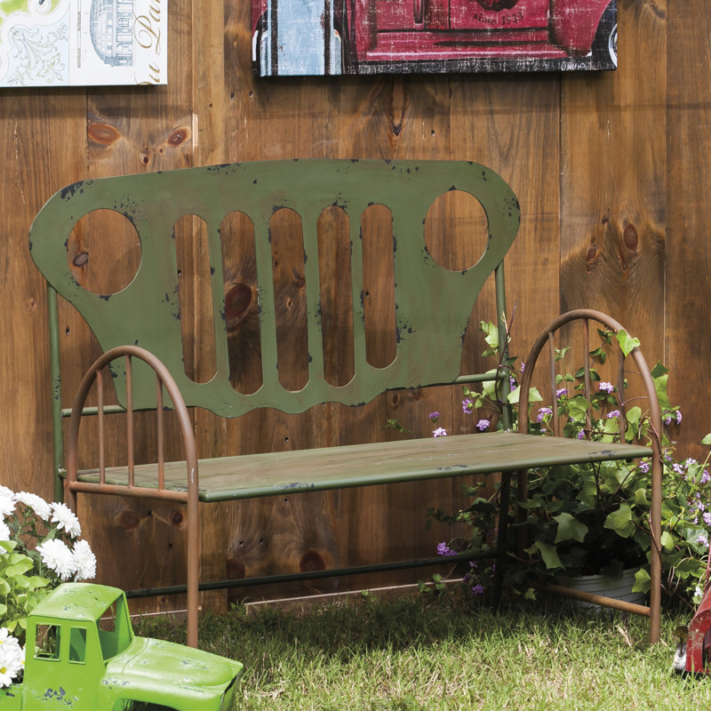 Banc de parc de camion en métal réutilisé