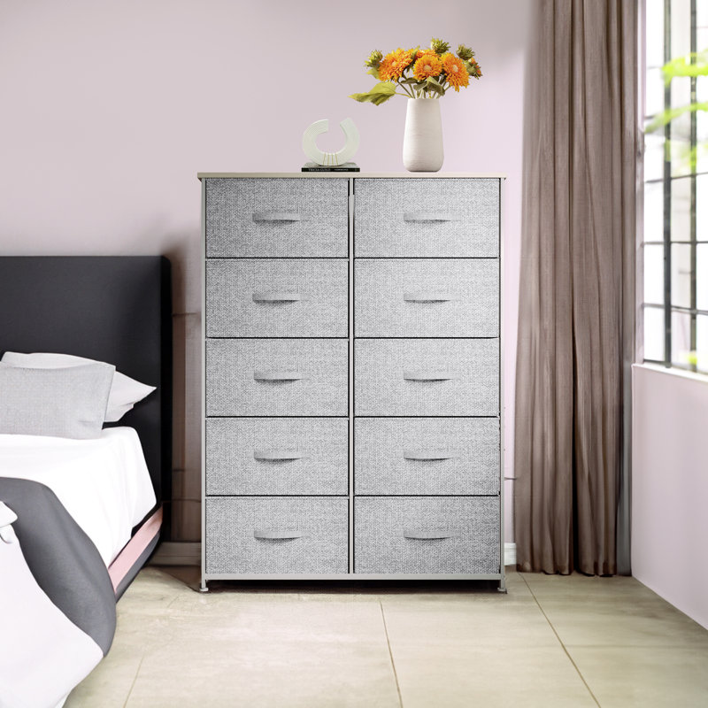 Commode 10 tiroirs Prendergast, Gris clair