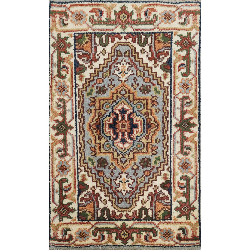 Tapis décoratif géométrique bleu clair 2x3