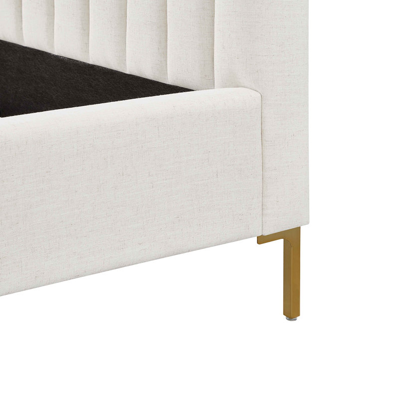 Robbinsdale Natural Upcycled Linen King Bed, Beige, Grand
