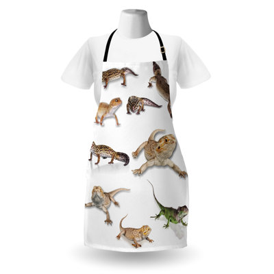 Bungalow Rose Animal Print Apron Unisex Prehistoric Reptile Adult Size Multicolor