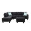 Canapé d'angle en lin garni de mousse avec méridienne large de 250 cm (98 po) orientée à gauche, couleur anthracite, et gris