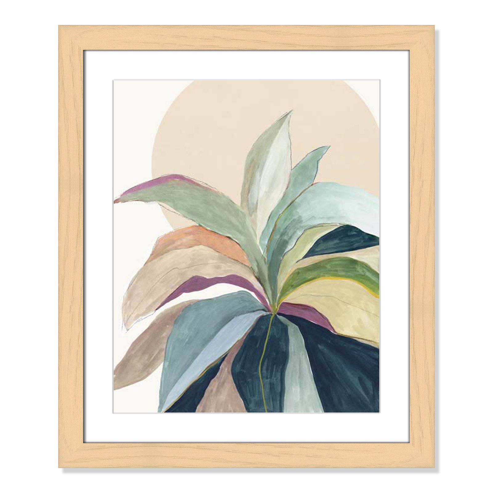 Sherbrooke Sunny Bright Leaves II Framed On Paper by Asia Jensen Print, Natural Cube Frame Matted, 27" H x 23" W x 1.25" D  