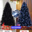 Arbre de Noël noir de 5 pi avec 250 lumières DEL blanches, parfait pour la décoration d'Halloween et des Fêtes, structure à charnières, support en métal stable-1403507917