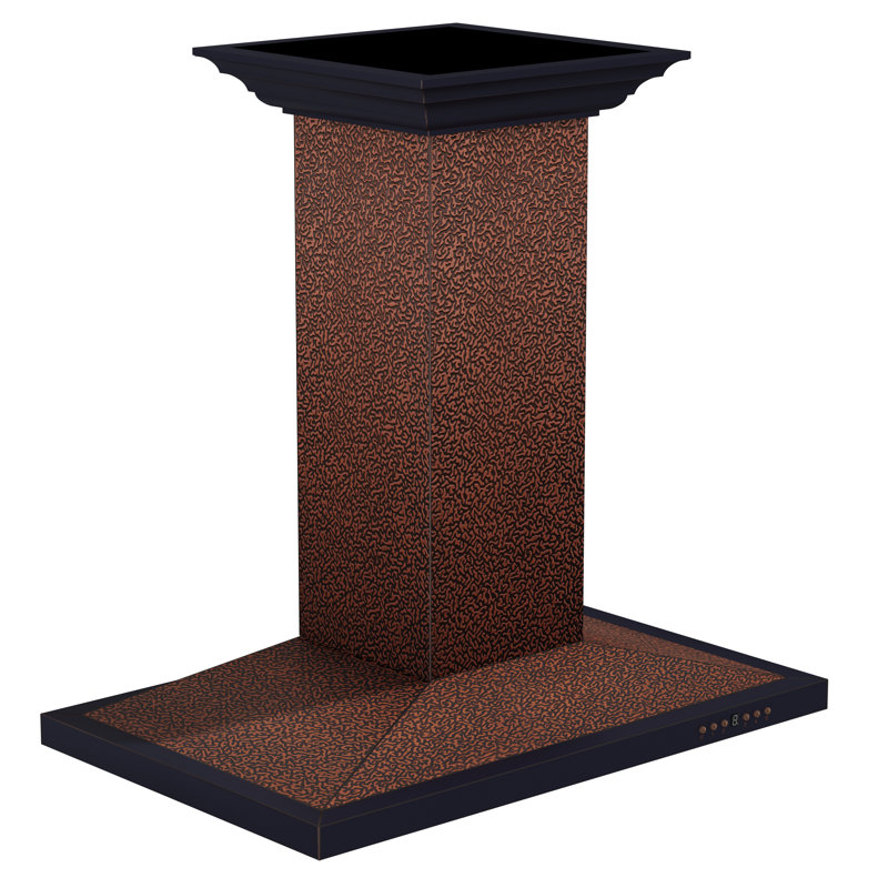 30" 400 CFM Ducted Island Range Hood, Hand-Hammered Copper, 36"