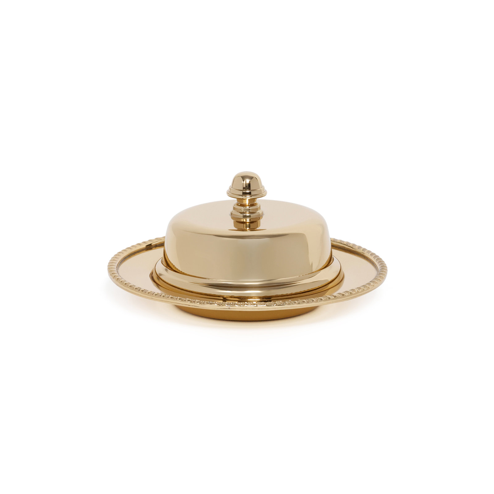 Parisian Butter Dish with Cover and Glass Insert, Gold