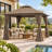 10 x 10 Ft Soft Top Patio Gazebo with 2-Tier Canopy, Mesh Netting and Privacy Curtains, Galvanized Steel Outdoor Canopy for Backyard Deck and Garden-135974232