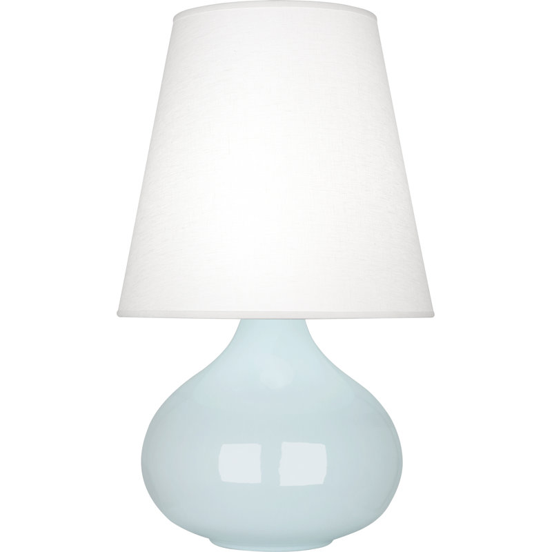 Small June Accent Lamp, Baby Blue, Oyster Linen