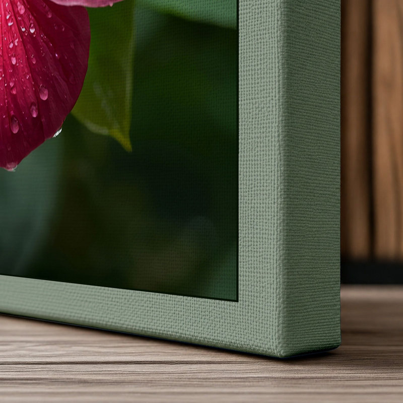 Hibiscus in Bloom Botanical 1 Piece Wrapped Canvas Wall Art, 18x12 - 45.7 x 30.5 cm, Sage Border