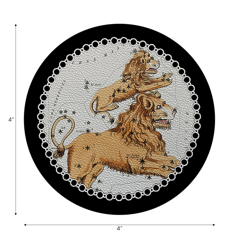 Sous-verres ronds Zodiac Leo, Noir