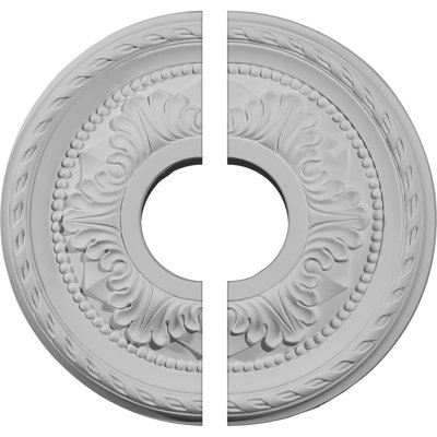 Endurathane Palmetto Ceiling Medallion, 12 1/8"OD x 3 1/2"ID x 1"P (Fits Canopies up to 4 7/8"), Two Piece, Factory Primed
