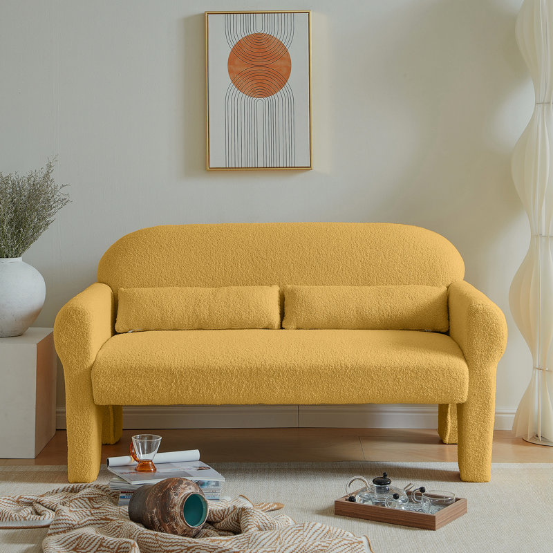 Jaune moderne avec rembourrage luxueux en laine d'agneau - Conçu pour durer et coussin lombaire - Conception d'ameublement pour salon, coussin, construction robuste, polyvalent