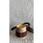 Grand porte-bougie en cuir travertin