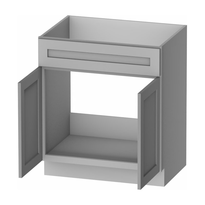 Meuble-lavabo simple Kindwood Eco Shaker à assembler, 2 portes, Grey, 36