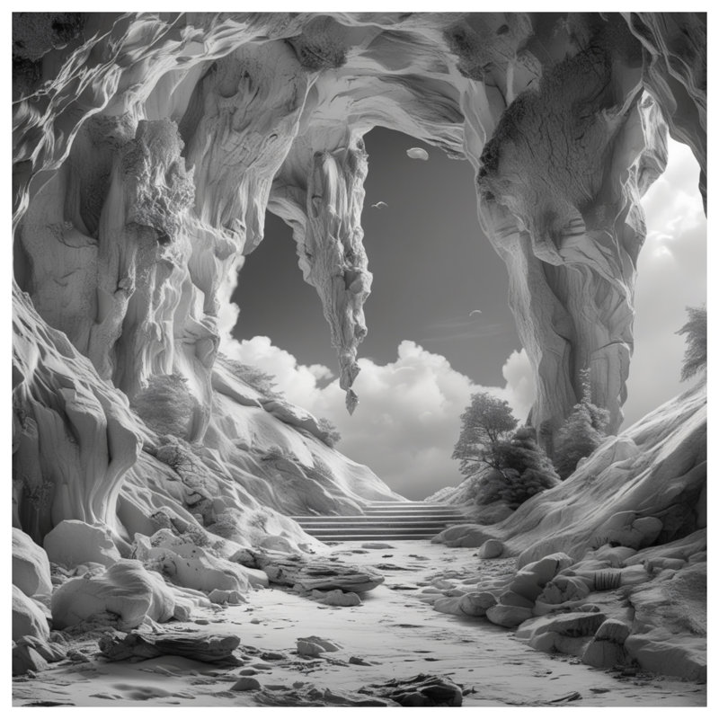 Monochrome Rocky Landscape Quilted Bedspread All Sizes, Twin
