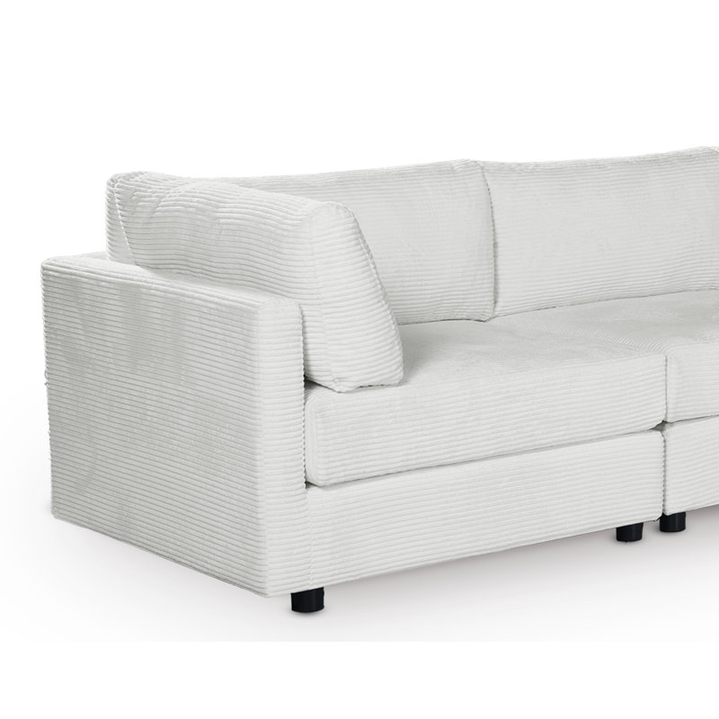 Callianna 5 Seater Corduroy Corner Sofa , White