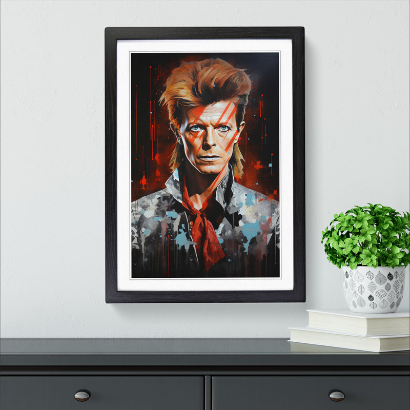David Bowie Hard Edge - Single Picture Frame Print on Wood, Black Framed, 34cm H x 25cm W