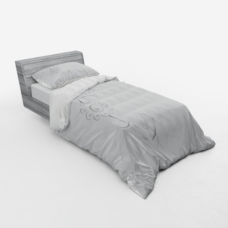 Ensemble de housse de couette en microfibre gris / blanc, Housse de couette simple TG + 2 articles suppléme