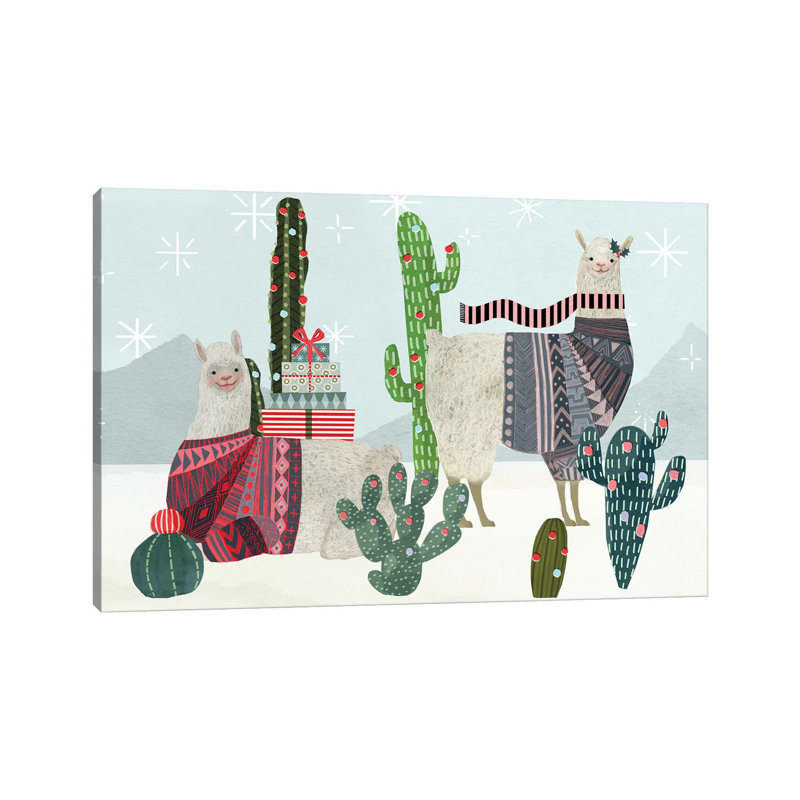 «Holiday Llama Collection A» par Victoria Borges - impression d'art graphique, Toile tendue, Aucun mat