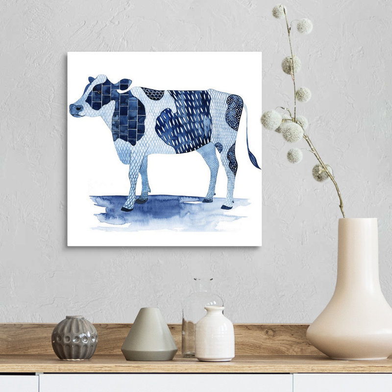 «Cobalt Farm Animals I», art mural sur toile, H 16 po x l 16 po x P 1 po, Toile tendue