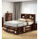 Lit de style contemporain grand lit avec pieds et tiroirs avec tête de lit et bibliothèque