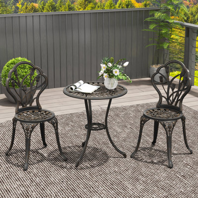 Ensemble bistro 3 pièces pour terrasse, bronze