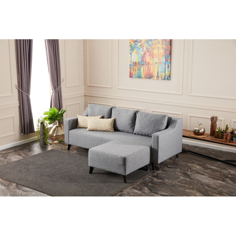 Canapé et méridienne de 90,6 po Roeper, Mélange de polyester gris