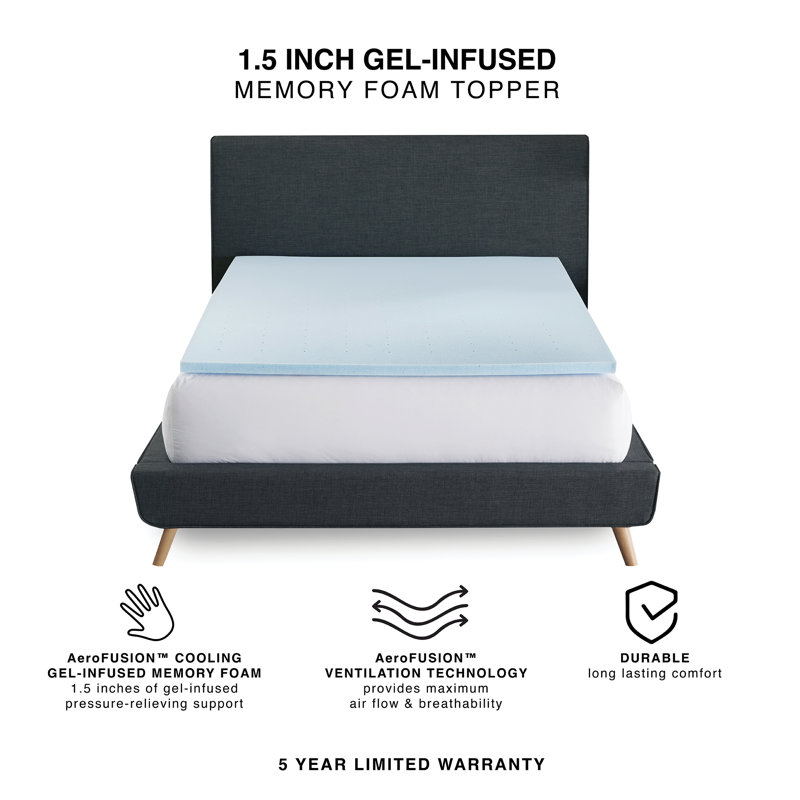 1.5" Full Gel-Infused Memory Foam Mattress Topper