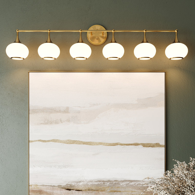 6 - Light Dimmable Vanity Light, Brass